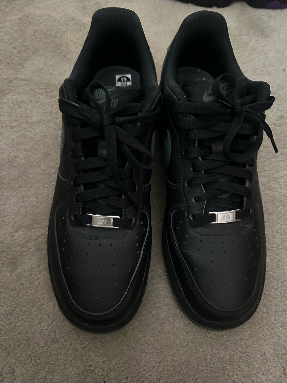 Nike Air Force 1 Low - Black with Teal Accents - Picture 2 of 3